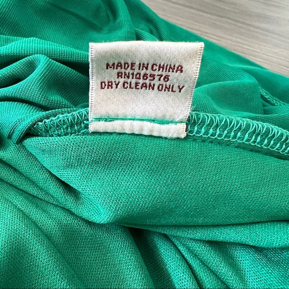 Monif C Gathered Sleeve Faux Wrap Bianca Green Dress Women's Size 1x NEW - Picture 6 of 9